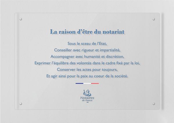 Plaque raison etre notariale plexi