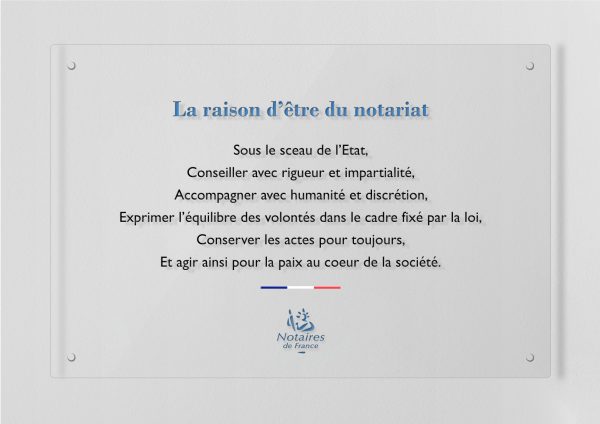 Plaque raison etre notariale