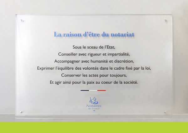 Plaque plexiglas impression notaire
